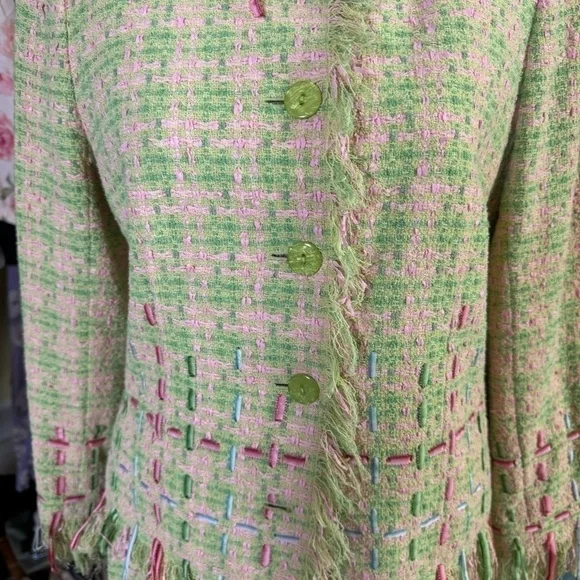 Teri Jon Pink and Green Pastel Vintage tweed suit 💐🐇 Easter - Picture 3 of 5